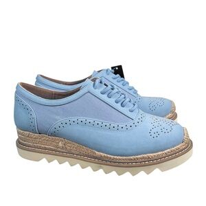 NWT Torrid Lace Up Oxford (WW) 9 Baby Blue Brogue Espardrille Platform